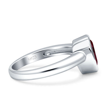 Bezel Set 9mmX7mm Pear Engagement Ring Simulated Ruby CZ 925 Sterling Silver Wholesale